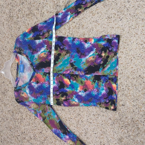 Vera Wang long sleeve tie dye multicolor top medium - Picture 3 of 7